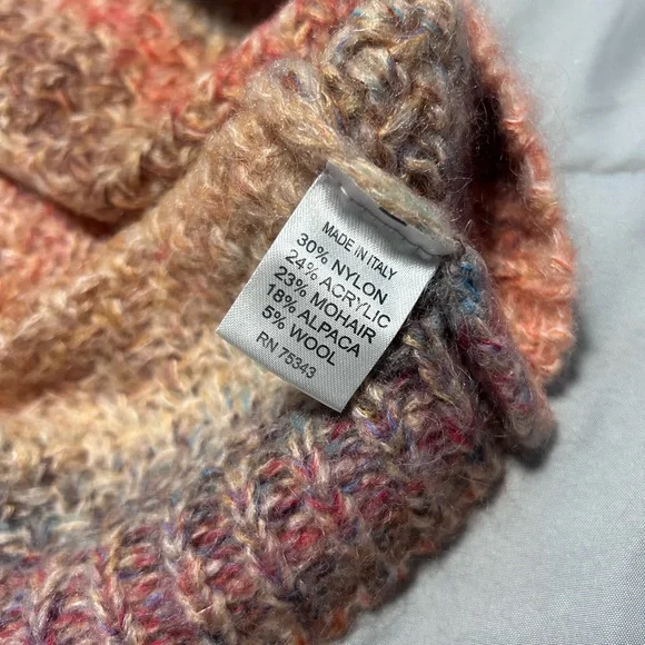Elsamanda Sweater Peach Striped Pullover Size Large Alpaca Wool Mohair Italy - Picture 7 of 9